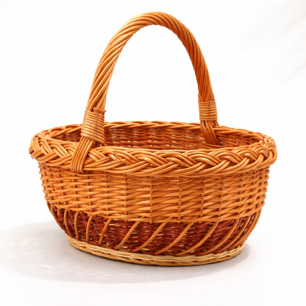 Пасхальная корзина для куличей и яиц 32×26×15 см | Пасхальная корзинка | Плетеная корзина на праздник с ручкой, коричневый - изображение 2