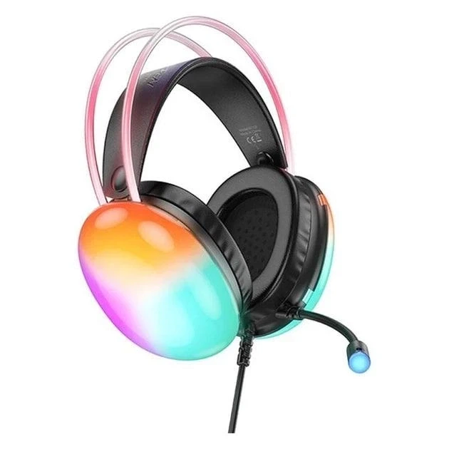 Игровые наушники Hoco W109 Rich 50мм USB 3.5mm черный для геймеров с RGB подсветкой и микрофоном - Фото 8 Игровые наушники Hoco W109 Rich 50мм USB 3.5mm черный для геймеров с RGB подсветкой и микрофоном - зображення 8