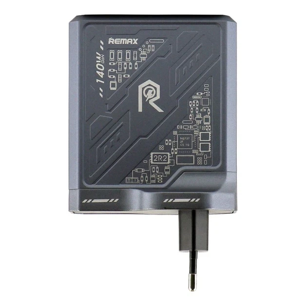 Зарядний пристрій 140W 2C 1A GaN сірий для ноутбуків смартфонів планшетів Remax RP-U106 - Фото 5 Зарядний пристрій 140W 2C 1A GaN сірий для ноутбуків смартфонів планшетів Remax RP-U106 - зображення 5