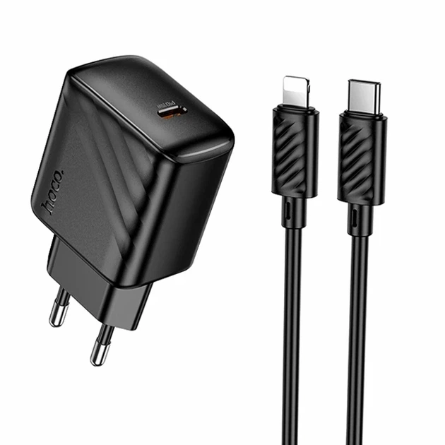Мережевий зарядний пристрій Hoco CS24A 25Вт Type-C 1USB-C 100-240В чорний для швидкого заряджання гаджетів - Фото 1 Мережевий зарядний пристрій Hoco CS24A 25Вт Type-C 1USB-C 100-240В чорний для швидкого заряджання гаджетів - зображення 1