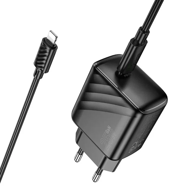 Мережевий зарядний пристрій Hoco CS24A 25Вт Type-C 1USB-C 100-240В чорний для швидкого заряджання гаджетів - Фото 4 Мережевий зарядний пристрій Hoco CS24A 25Вт Type-C 1USB-C 100-240В чорний для швидкого заряджання гаджетів - зображення 4