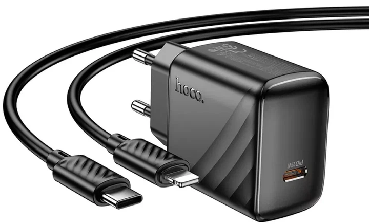 Мережевий зарядний пристрій Hoco CS24A 25Вт Type-C 1USB-C 100-240В чорний для швидкого заряджання гаджетів - Фото 5 Мережевий зарядний пристрій Hoco CS24A 25Вт Type-C 1USB-C 100-240В чорний для швидкого заряджання гаджетів - зображення 5