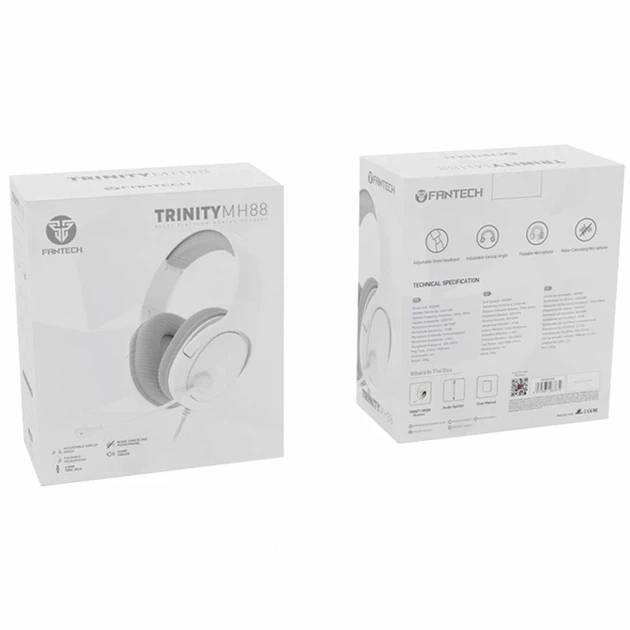 Ігрові навушники Fantech MH88 Trinity 50мм 1.5м AUX білі для геймерів з мікрофоном та м'якими амбушюрами - зображення 2