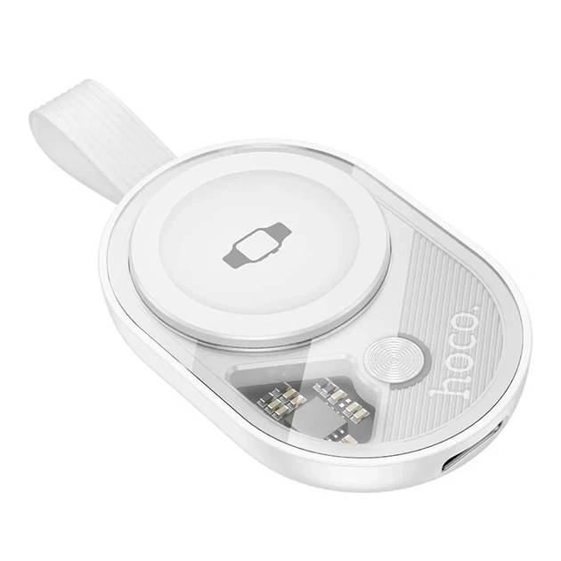 Бездротовий зарядний пристрій Hoco CW60 2.5W 50x34x9мм USB Type-C білий для Apple Watch - зображення 4