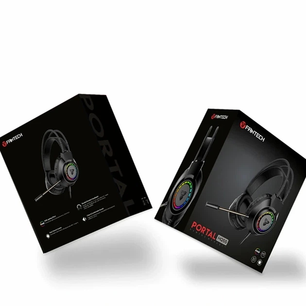 Ігрові навушники Fantech HQ55 Portal 50мм USB 3.5мм чорний з RGB підсвічуванням для геймерів - зображення 2