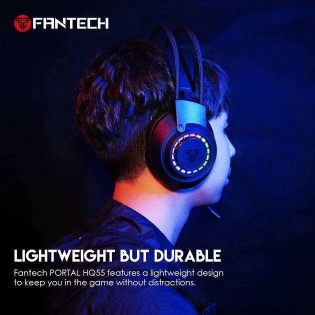 Ігрові навушники Fantech HQ55 Portal 50мм USB 3.5мм чорний з RGB підсвічуванням для геймерів - зображення 5