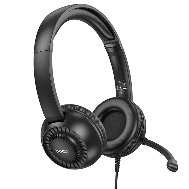 Игровые наушники Hoco W112 Pure черный 40мм диаметр микрофон 3.5mm AUX полноразмерные из ABS пластика - зображення 5
