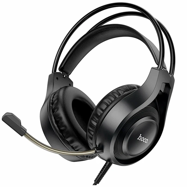 Игровые наушники Hoco W106 Tiger черный 270г с микрофоном и кабелем 1.8м для комфортного погружения в игры - Фото 1 Игровые наушники Hoco W106 Tiger черный 270г с микрофоном и кабелем 1.8м для комфортного погружения в игры - зображення 1