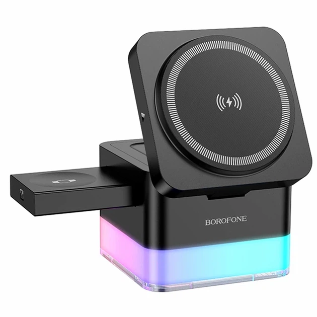 Бездротовий зарядний пристрій 15W USB Type-C для смартфонів iWatch та гарнітур Borofone BQ34 чорний - Фото 1 Бездротовий зарядний пристрій 15W USB Type-C для смартфонів iWatch та гарнітур Borofone BQ34 чорний - зображення 1