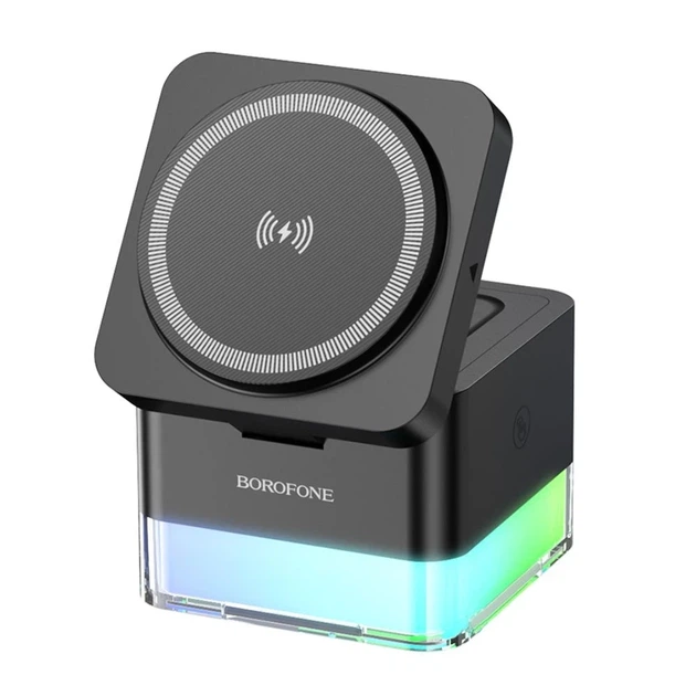 Бездротовий зарядний пристрій 15W USB Type-C для смартфонів iWatch та гарнітур Borofone BQ34 чорний - Фото 5 Бездротовий зарядний пристрій 15W USB Type-C для смартфонів iWatch та гарнітур Borofone BQ34 чорний - зображення 5