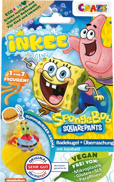 Дитяча бомбочка для ванни Губка Боб (Спанч Боб / SpongeBob) з іграшкою всередині (1 шт), TM Inkee, для дітей - Фото 2 Дитяча бомбочка для ванни Губка Боб (Спанч Боб / SpongeBob) з іграшкою всередині (1 шт), TM Inkee, для дітей - изображение 2