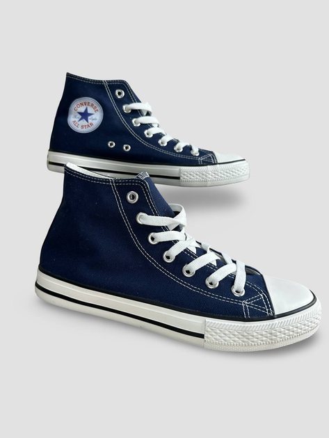 Жіночі кеди високі з вишивкою Converse темно-сині 39 - Фото 1 Жіночі кеди високі з вишивкою Converse темно-сині 39 - зображення 1