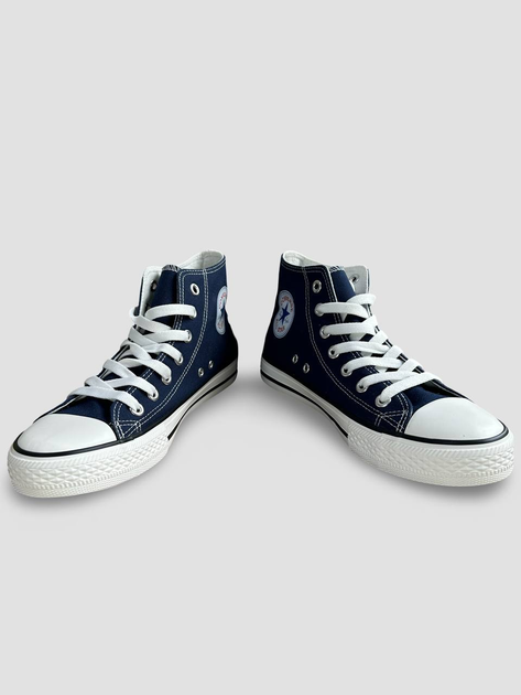 Жіночі кеди високі з вишивкою Converse темно-сині 39 - Фото 5 Жіночі кеди високі з вишивкою Converse темно-сині 39 - зображення 5