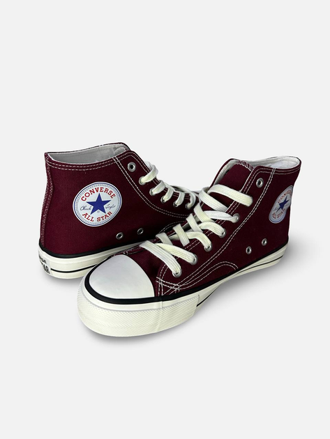 Жіночі кеди високі з вишивкою Converse бордові 40 - Фото 5 Жіночі кеди високі з вишивкою Converse бордові 40 - зображення 5