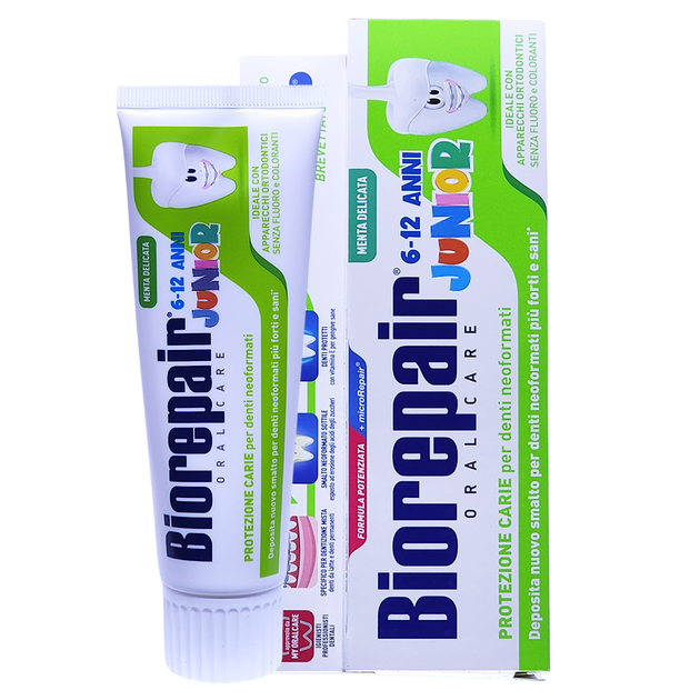 Зубна паста дитяча 6-12 років BIOREPAIR dent.jun. 75 мл. - Фото 1 Зубна паста дитяча 6-12 років BIOREPAIR dent.jun. 75 мл. - зображення 1