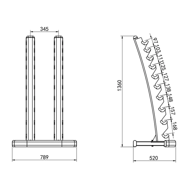 Набір гантелей HMS HPT з підставкою STR37 2 X 1 - 10 кг (110 кг) 17-62-144 (5908261682797) - зображення 7