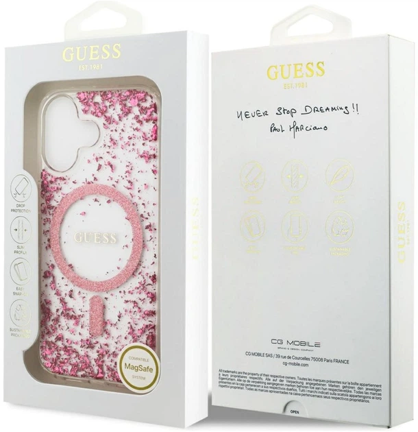 Etui Guess Resin Bottom Glitter MagSafe do Apple iPhone 17 Pink (GUHMP17SRGRGEP) - obraz 8