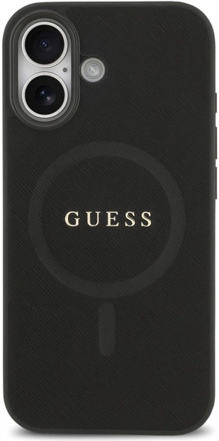 Etui Guess Saffiano Classic Logo MagSafe do Apple iPhone 17 Black (GUHMP17SPSAHMCK) - obraz 3