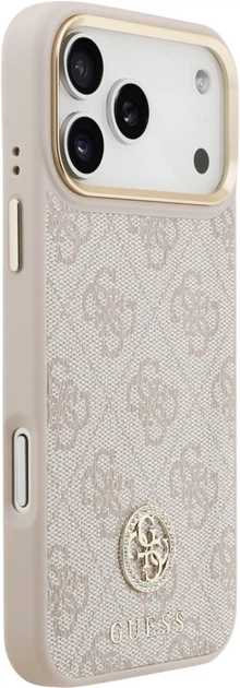 Etui Guess 4G Strass Logo & Big Strap Metal Buttons MagSafe do Apple iPhone 17 Pro Max Pink (GUHMP17XP4G4DCSP) - obraz 4