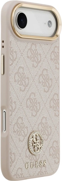 Etui Guess 4G Strass Logo & Big Strap Metal Buttons MagSafe do Apple iPhone Air Pink (GUHMP17MP4G4DCSP) - obraz 4