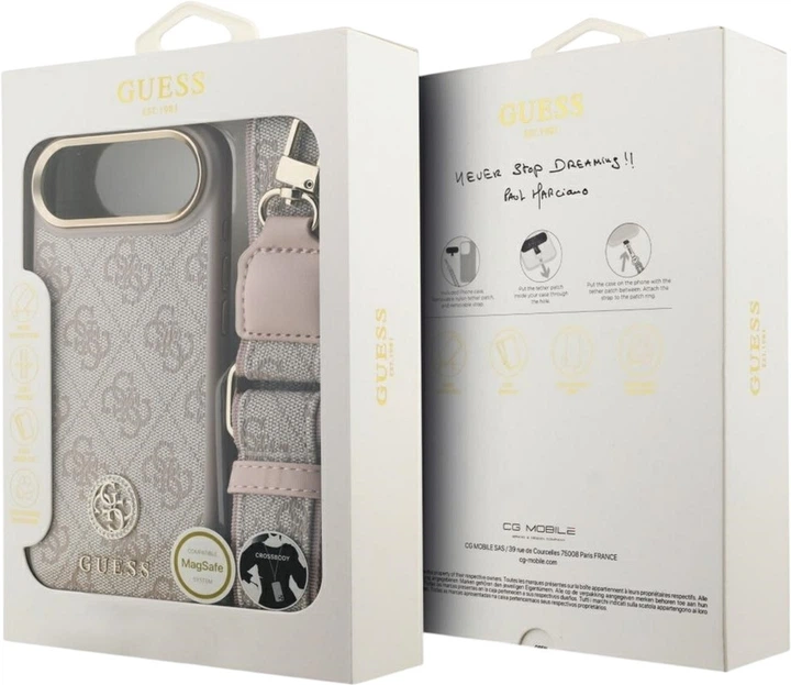 Etui Guess 4G Strass Logo & Big Strap Metal Buttons MagSafe do Apple iPhone Air Pink (GUHMP17MP4G4DCSP) - obraz 9