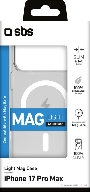 Etui SBS Light Mag do Apple iPhone 17 Pro Max Transparent (TELIG2MAGIP1769T) - obraz 2