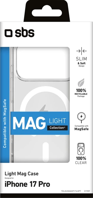 Чохол SBS Light Mag для Apple iPhone 17 Pro Transparent (TELIG2MAGIP1763PT) - зображення 2
