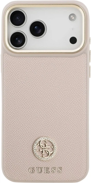 Etui Guess Grained Strass Logo MagSafe do Apple iPhone 17 Pro Max Pink (GUHMP17XPGCRMDEP) - obraz 3