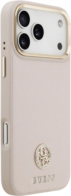 Etui Guess Grained Strass Logo MagSafe do Apple iPhone 17 Pro Max Pink (GUHMP17XPGCRMDEP) - obraz 4