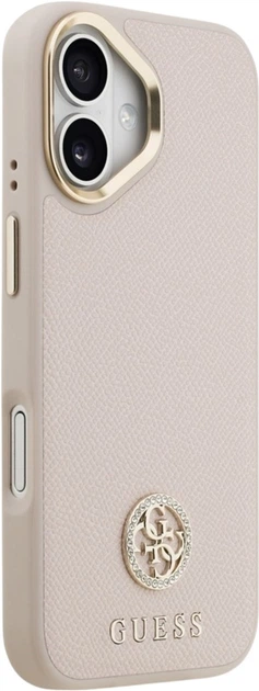 Etui Guess Grained Strass Logo MagSafe do Apple iPhone 17 Pink (GUHMP17SPGCRMDEP) - obraz 4