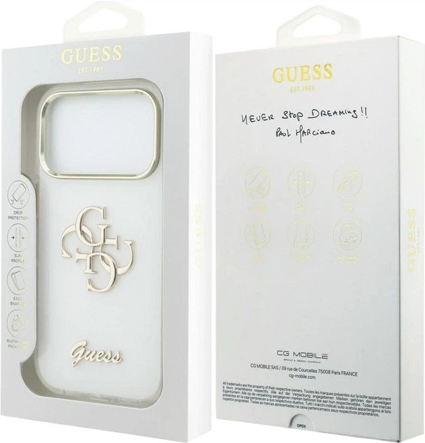Etui Guess IML 4G Script Metal do Apple iPhone 17 Pro Max White (GUHCP17X5HC4MLSH) - obraz 8