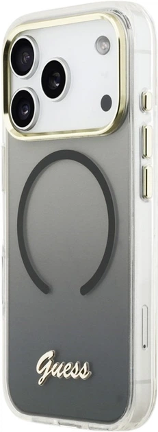 Etui Guess IML Gradient Script Metal MagSafe do Apple iPhone 17 Pro Black (GUHMP17L5HTGMCSK) - obraz 2