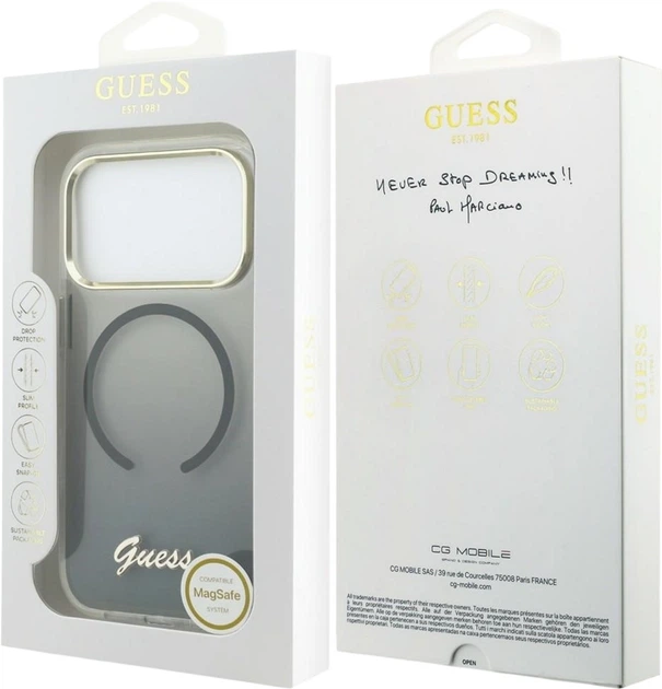 Etui Guess IML Gradient Script Metal MagSafe do Apple iPhone 17 Pro Black (GUHMP17L5HTGMCSK) - obraz 8