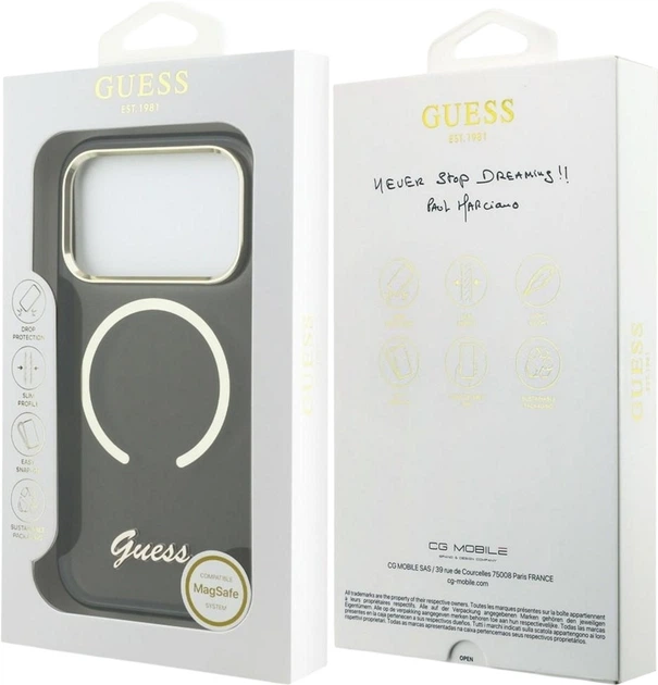 Etui Guess IML Script Metal MagSafe do Apple iPhone 17 Pro Black (GUHMP17L5HTCSMSK) - obraz 8