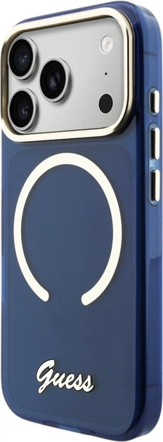 Etui Guess IML Script Metal MagSafe do Apple iPhone 17 Pro Blue (GUHMP17L5HTCSMSB) - obraz 2