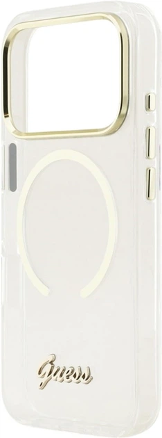 Etui Guess IML Script Metal MagSafe do Apple iPhone 17 Pro Max Transparent (GUHMP17X5HTCSMST) - obraz 6