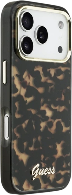 Etui Guess IML Script Metal MagSafe do Apple iPhone 17 Pro Max Tortoise (GUHMP17X5HTTMCSK) - obraz 4