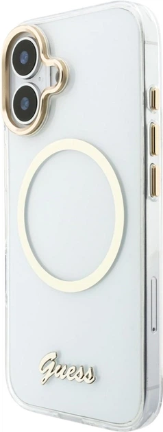 Etui Guess IML Script Metal MagSafe do Apple iPhone 17 Transparent (GUHMP17S5HTCSMST) - obraz 2