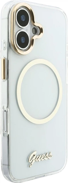 Etui Guess IML Script Metal MagSafe do Apple iPhone 17 Transparent (GUHMP17S5HTCSMST) - obraz 4