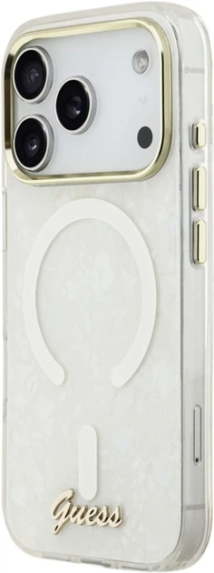 Etui Guess IML Shell Script Metal MagSafe do Apple iPhone 17 Pro Max White (GUHMP17X5HTPMCSH) - obraz 2