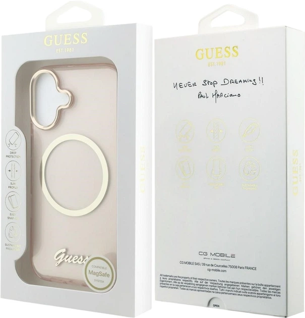 Etui Guess IML Script Metal MagSafe do Apple iPhone 17 Pink (GUHMP17S5HTCSMSP) - obraz 8