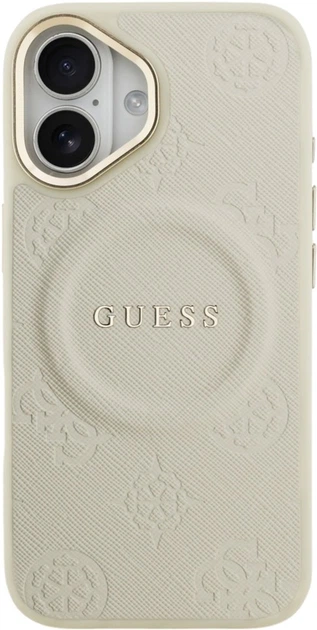 Etui Guess Peony Hot Stamp MagSafe do Apple iPhone 17 Beige (GUHMP17SPSAMSECE) - obraz 3