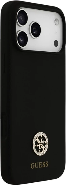 Etui Guess Silicone Logo Strass 4G MagSafe do Apple iPhone 17 Pro Max Black (GUHMP17XM4DGPK) - obraz 4