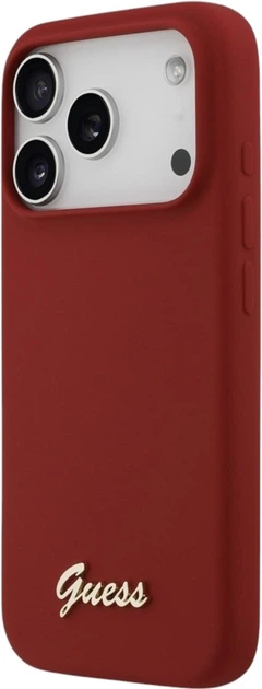 Etui Guess Silicone Script Metal Logo MagSafe do Apple iPhone 17 Pro Magenta (GUHMP17LSMBSLM) - obraz 2