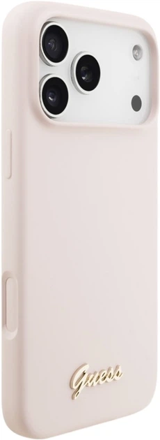 Etui Guess Silicone Script Metal Logo MagSafe do Apple iPhone 17 Pro Max Pink (GUHMP17XSMBSLP) - obraz 4