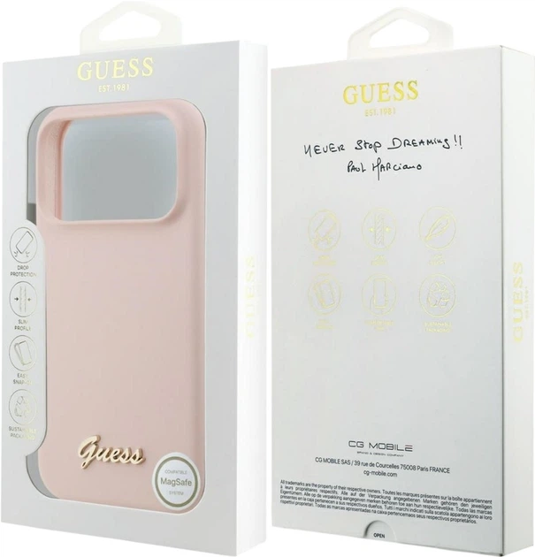 Etui Guess Silicone Script Metal Logo MagSafe do Apple iPhone 17 Pro Max Pink (GUHMP17XSMBSLP) - obraz 8
