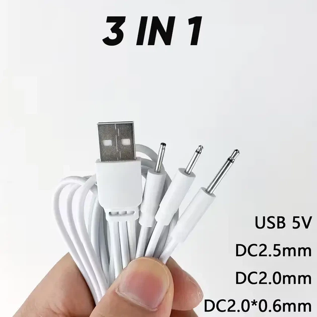 USB зарядный кабель 3 в 1; 2.5 мм., 2.0 мм. для вибратора — универсальное зарядное устройство - изображение 2