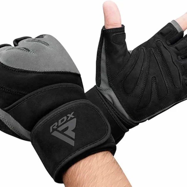 Рукавички Для Залу RDX L4 Open Finger Weightlifting Gym Gloves Чорний M (WGM-L4G-M) - Фото 4 Рукавички Для Залу RDX L4 Open Finger Weightlifting Gym Gloves Чорний M (WGM-L4G-M) - зображення 4