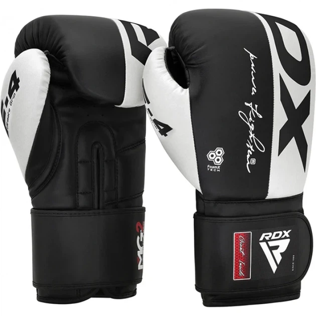 Боксерські Рукавички RDX F4 Boxing Sparring Gloves Hook & Loop Чорно-Білий 10oz (BGR-F4B-10OZ) - изображение 2