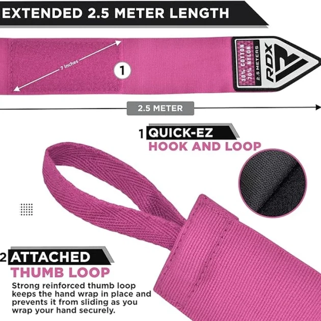 Дитячі HAND WRAPS 2.5 kids RDX Розовий Kids (HWJ-RP) - зображення 3